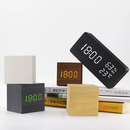 Alarm Clock LED Wooden Watch